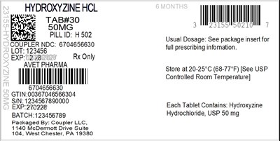 Label (23155 502 10 Hydroxyzine HCl 50mg 67046 566 30)